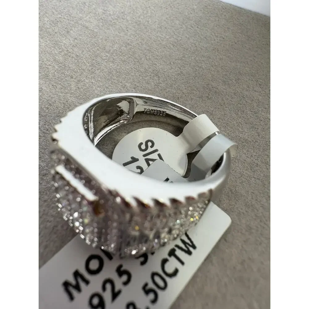 Stunning Men's Size 12 Moissanite in Sterling Silver Ring - Picture 4 of 7
